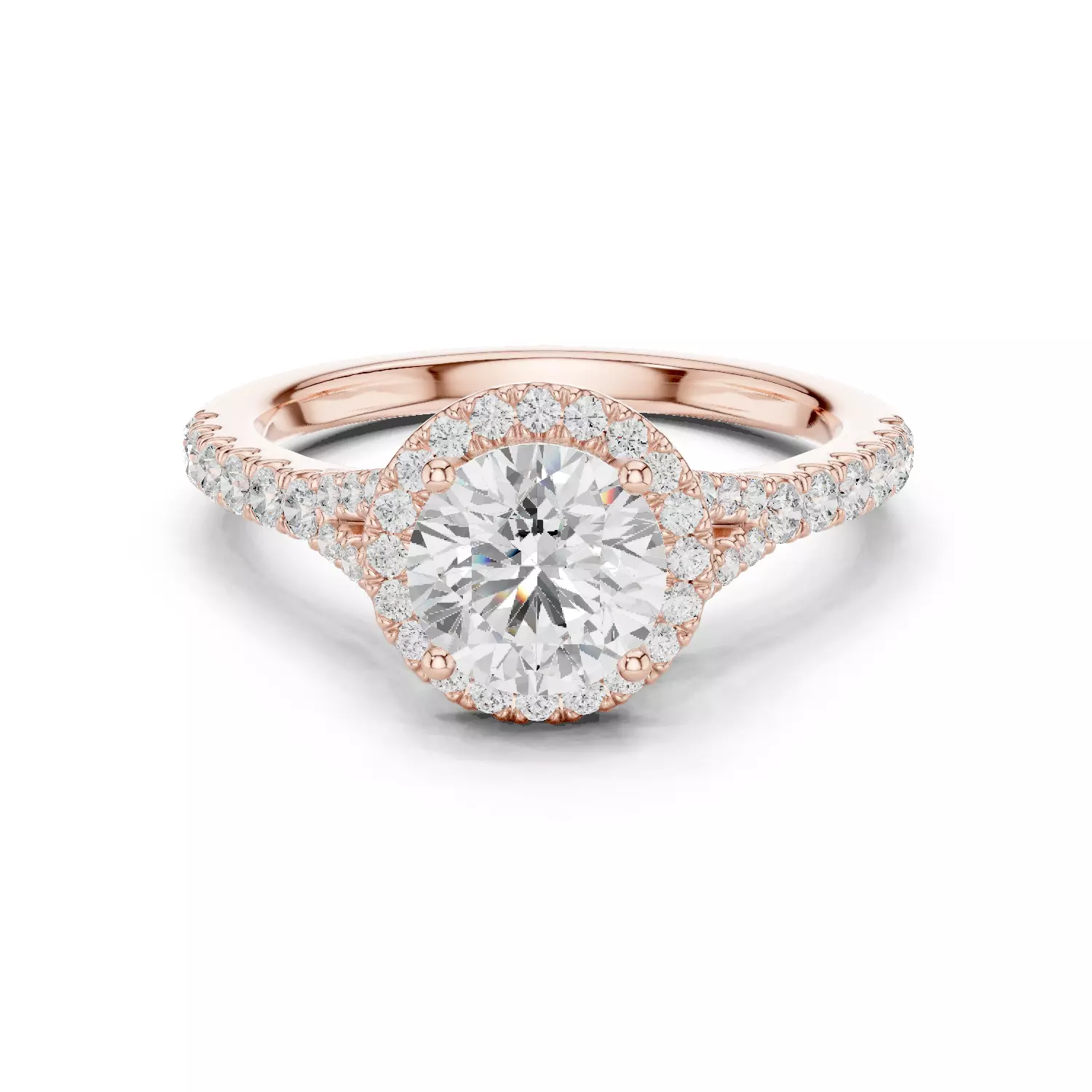 1CT Round Cut Halo Pave Shank Wedding Ring 3DM STL Video 3D print model_12