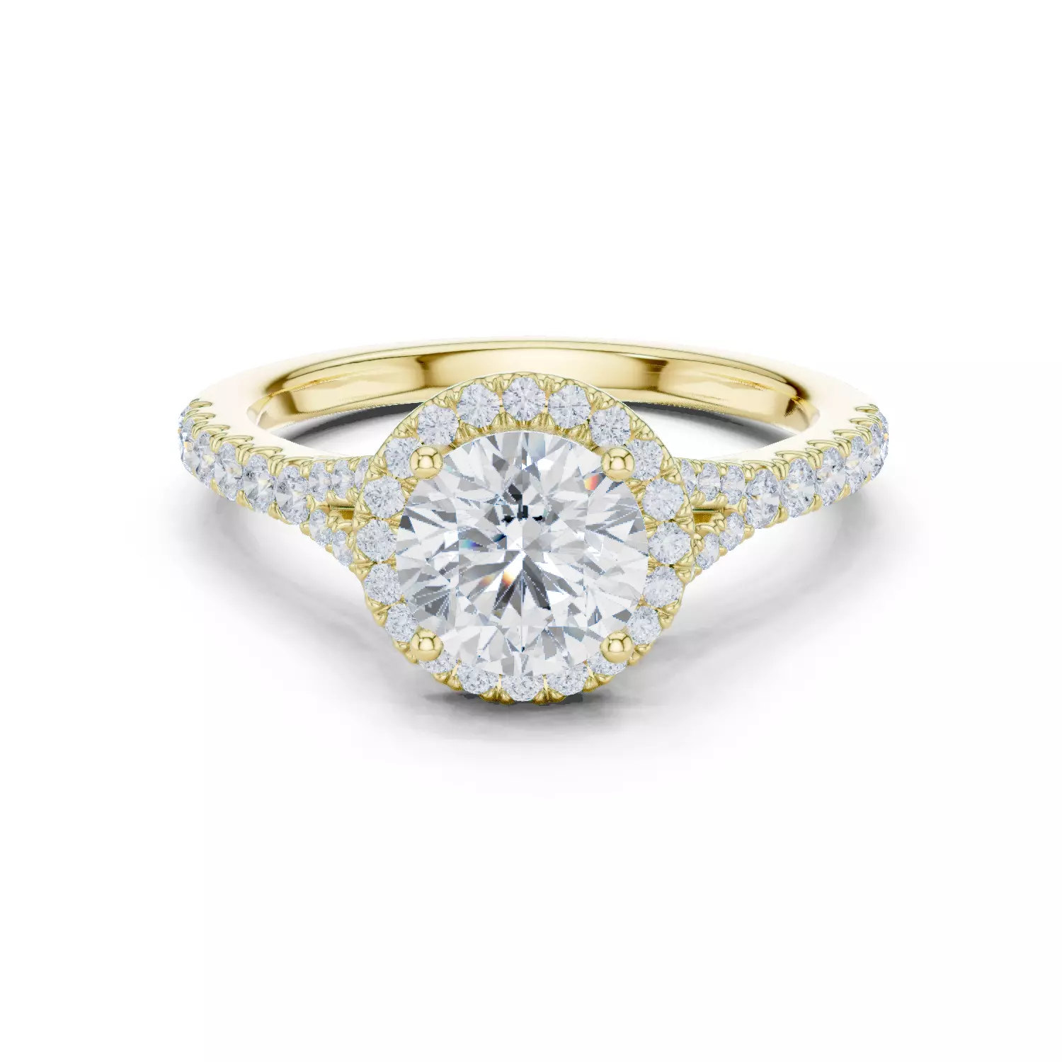 1CT Round Cut Halo Pave Shank Wedding Ring 3DM STL Video 3D print model_13