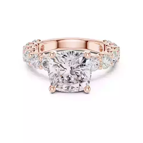 Cushion Cut Diamond Round U Cut Band Wedding Ring 3DM STL Video