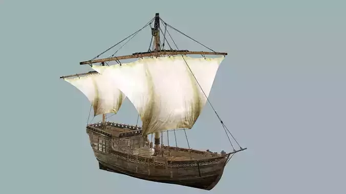Galeon Ship X1 Game-Ready Low Poly 3D Model