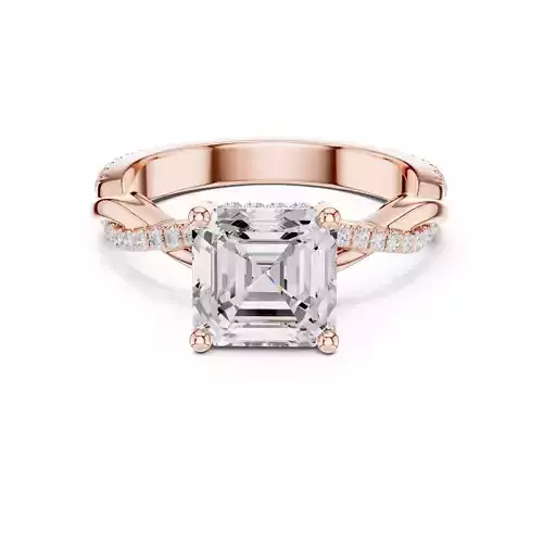 Twisted Shank Asscher Cut Diamond Engagement Ring 3DM STL Video