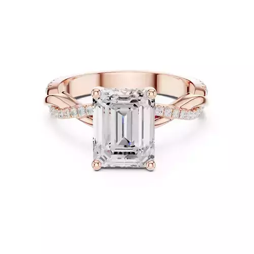 Twisted Shank Emerald Cut Diamond Engagement Ring 3DM STL Video 3D print model
