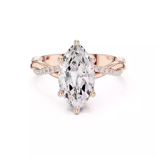 Twisted Shank Marquise Cut Diamond Engagement Ring 3DM STL Video