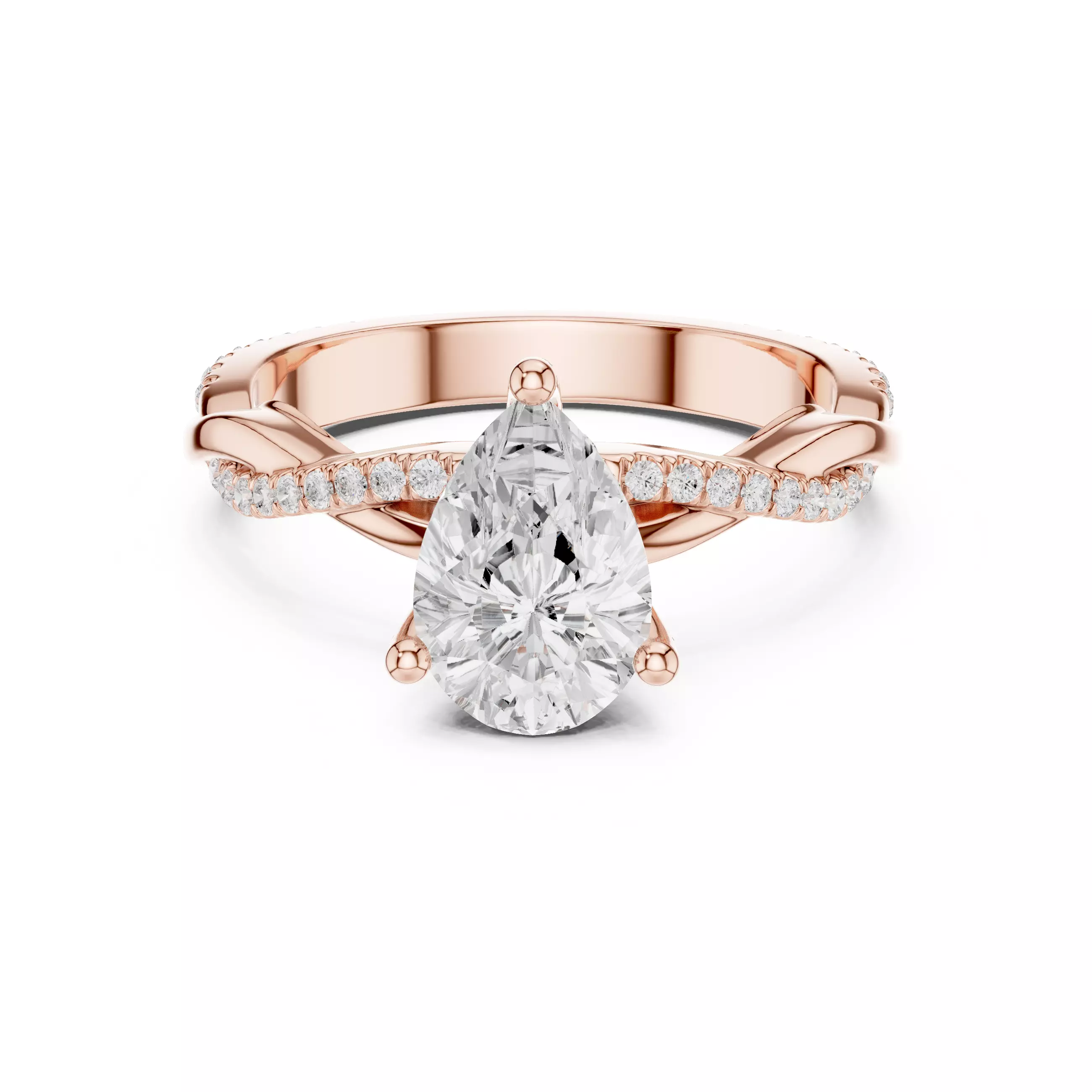 Twisted Shank Pear Cut Diamond Engagement Ring 3DM STL Video 3D print model
