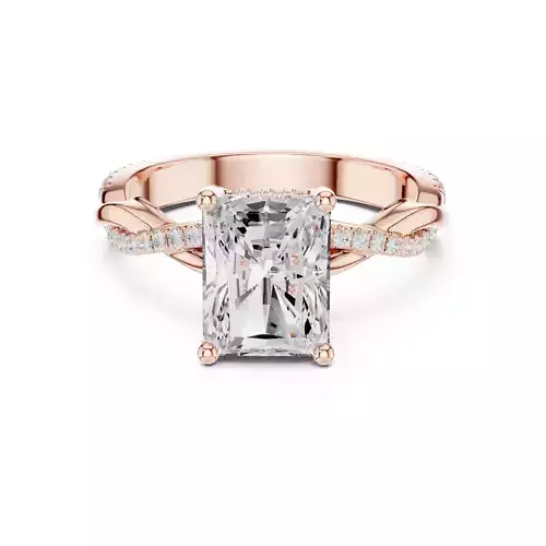 Twisted Shank Radiant Cut Diamond Engagement Ring 3DM STL Video