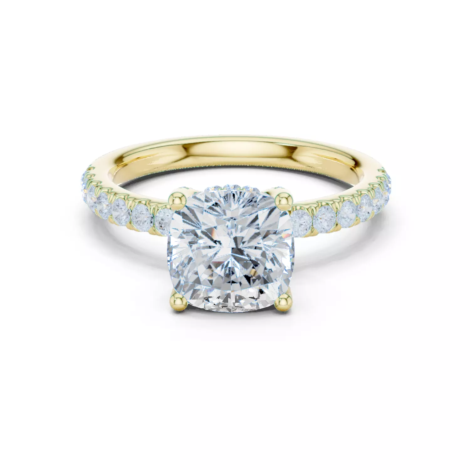 2CT Cushion Cut Hidden Halo Diamond Engagement Ring File Video 3D print model_13