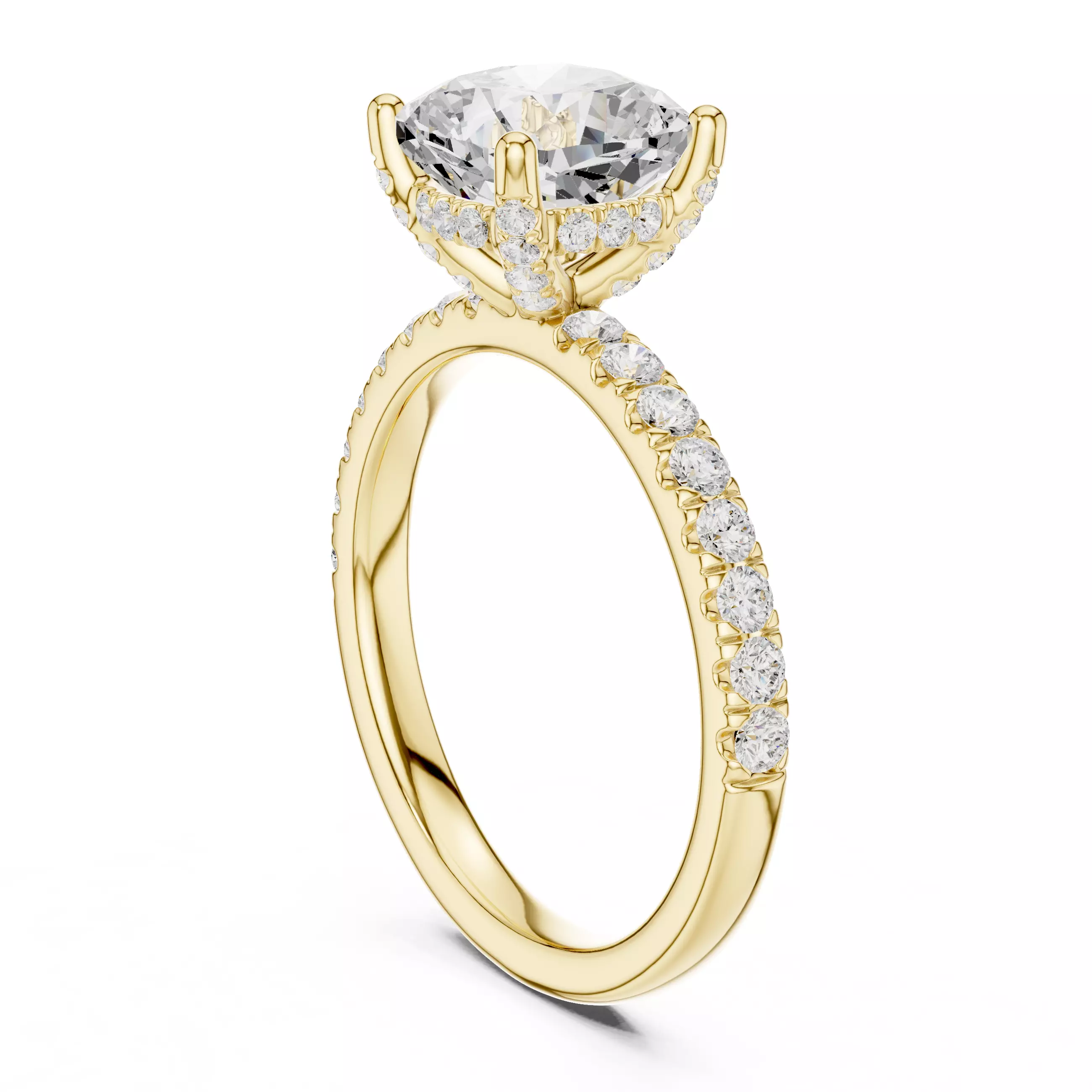 2CT Cushion Cut Hidden Halo Diamond Engagement Ring File Video 3D print model_6