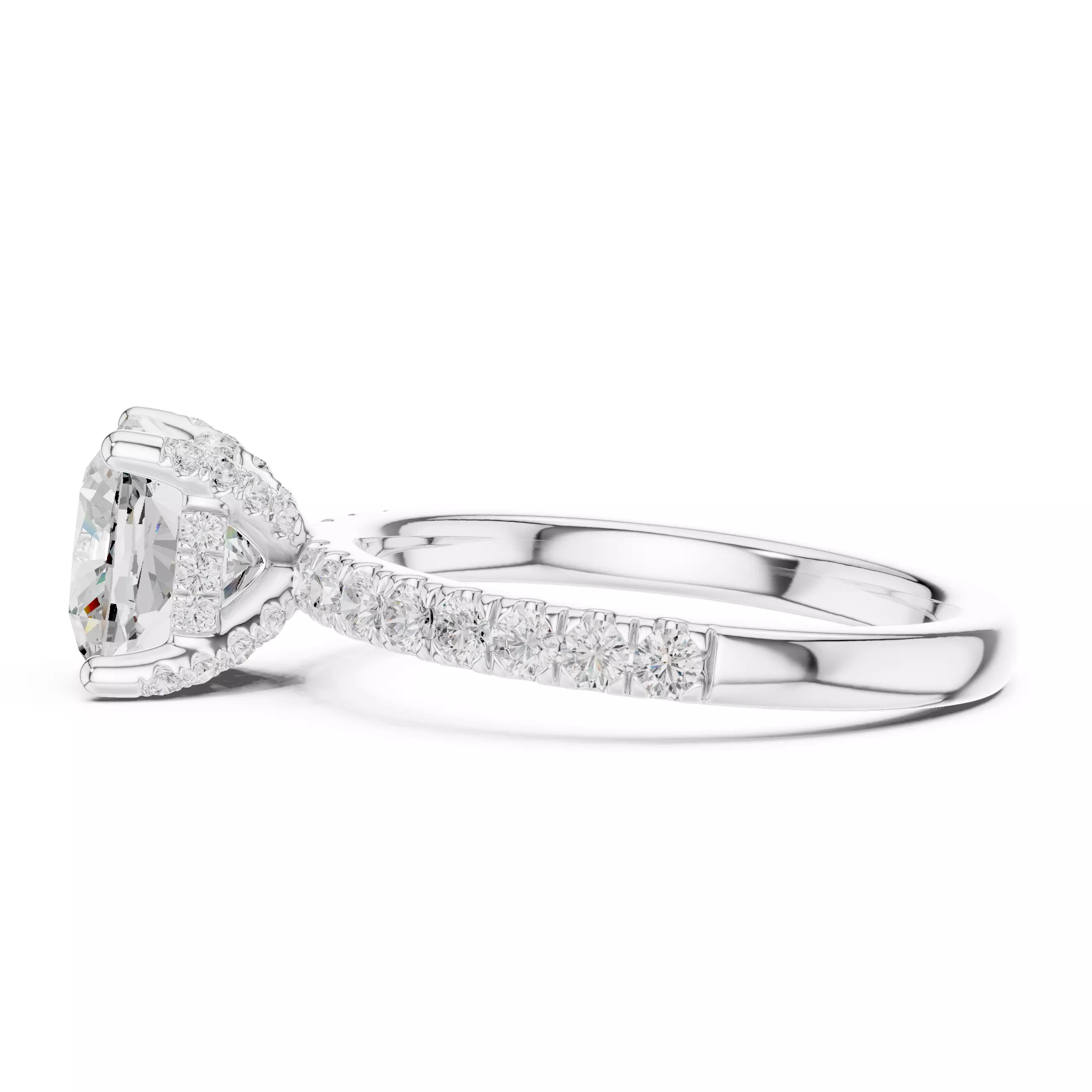 2CT Cushion Cut Hidden Halo Diamond Engagement Ring File Video 3D print model_11