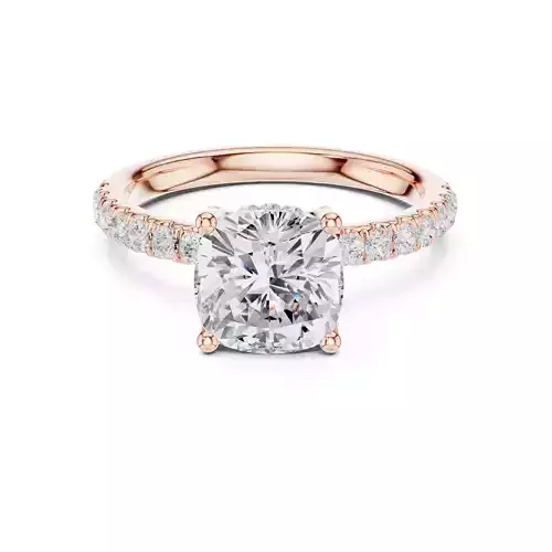 2CT Cushion Cut Hidden Halo Diamond Engagement Ring File Video 3D print model