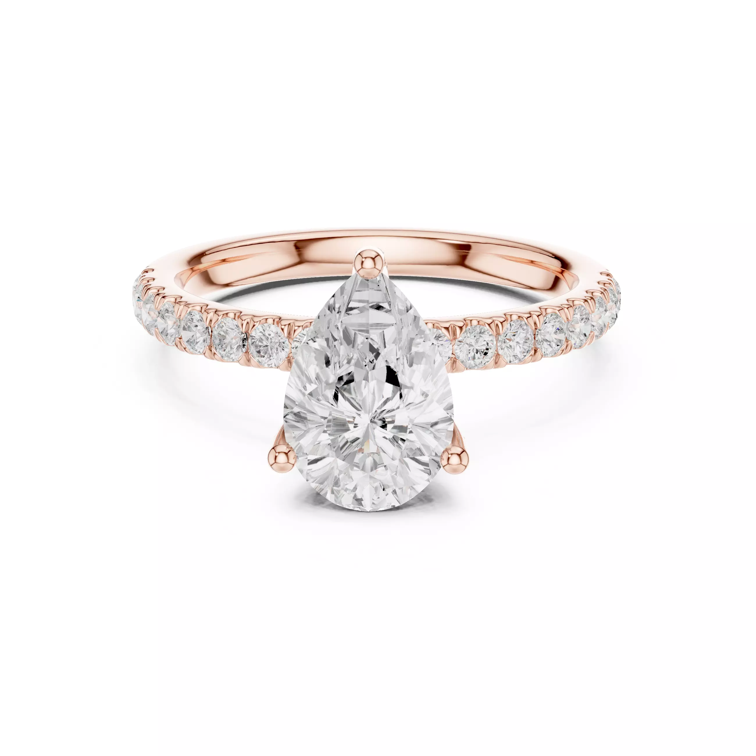 2CT Pear Cut Hidden Halo Diamond Engagement Ring 3DM STL Video 3D print model