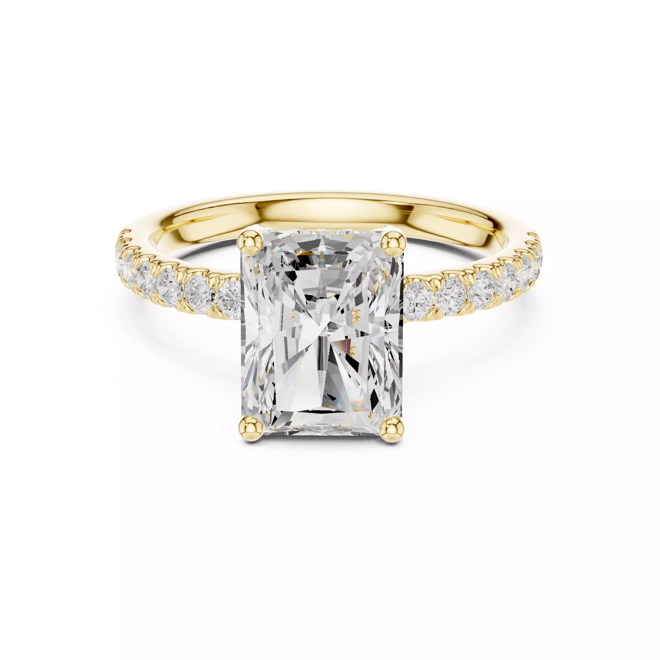 2CT Radiant Cut Hidden Halo Diamond Engagement Ring File Video 3D print model_1