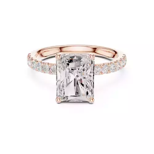 2CT Radiant Cut Hidden Halo Diamond Engagement Ring File Video 3D print model