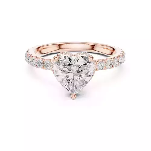 Heart Cut Double Hidden Halo Pave Wedding Ring 3DM STL Video 3D print model