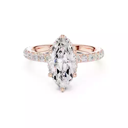 Marquise Cut Double Hidden Halo Pave Wedding Ring 3DM STL Video