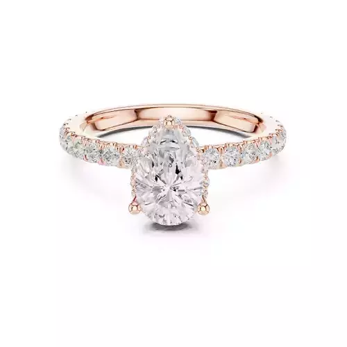 Pear Cut Double Hidden Halo Pave Wedding Ring 3DM STL Video