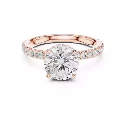 Round Cut Double Hidden Halo Pave Wedding Ring 3DM STL Video