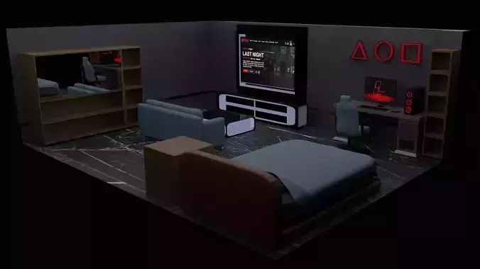 3D Modern Bedroom Interior 