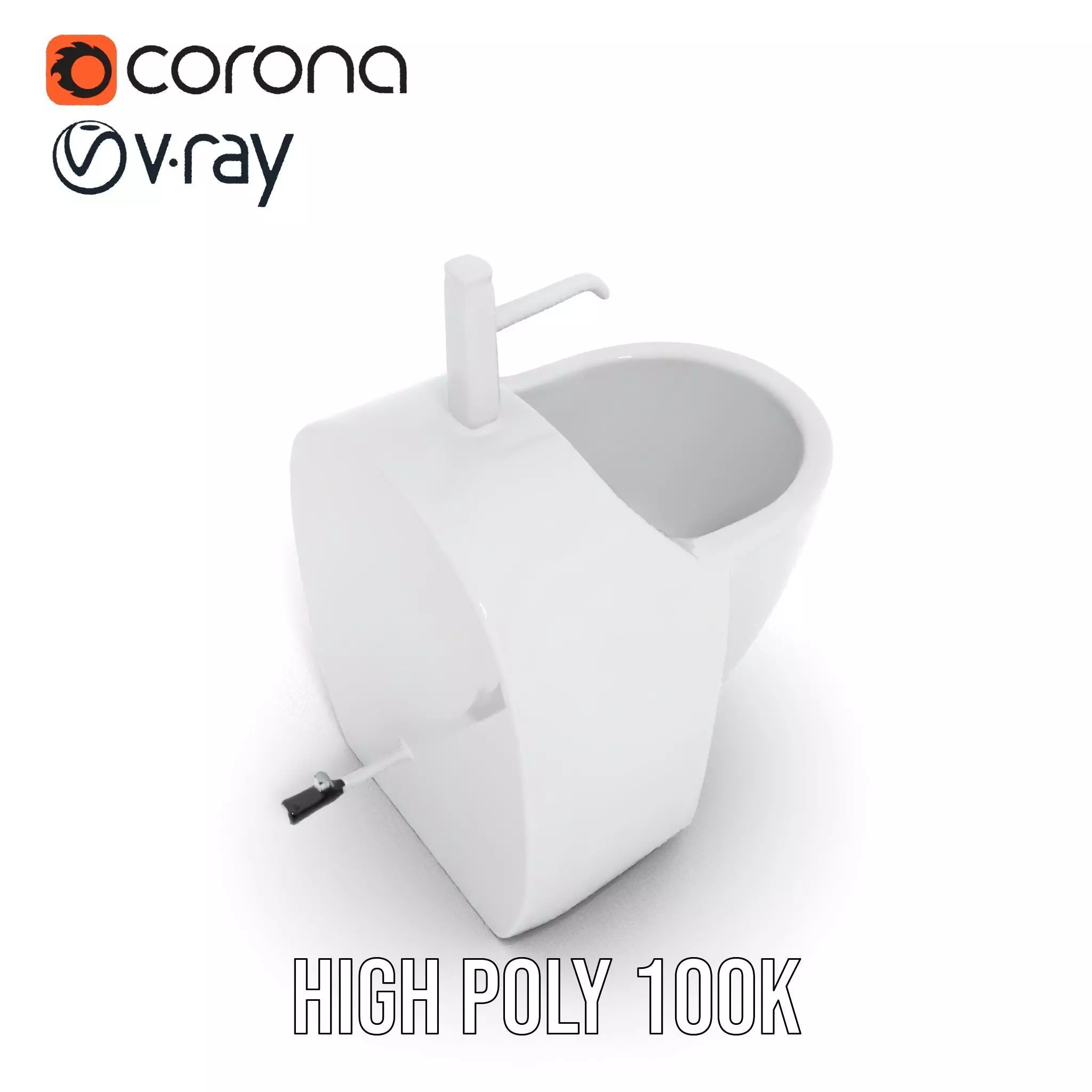 Modern White Urinal model pack Low-poly 3D model_20