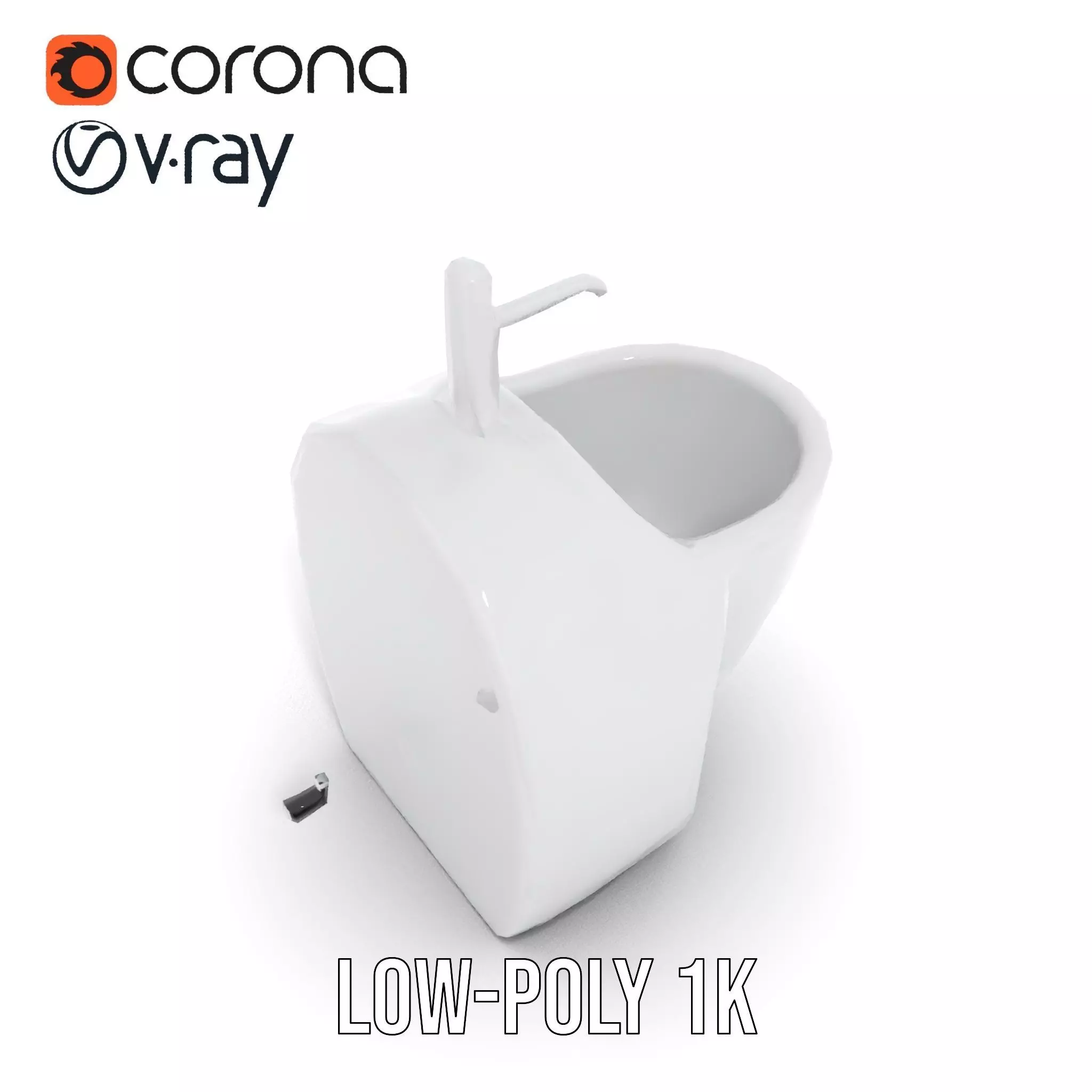 Modern White Urinal model pack Low-poly 3D model_12