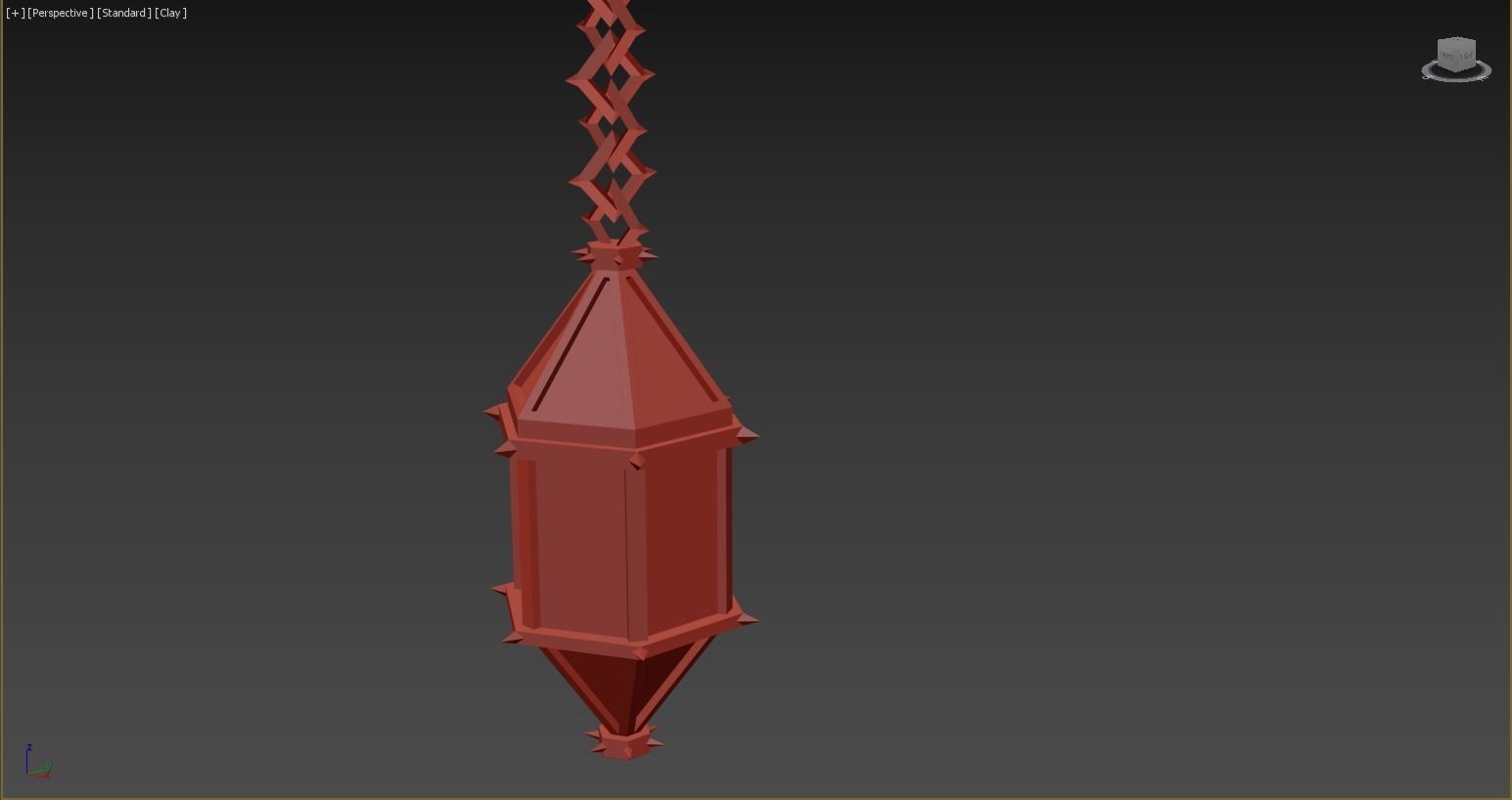 Hanging Iron Lantern Glowing Low-poly 3D model_3
