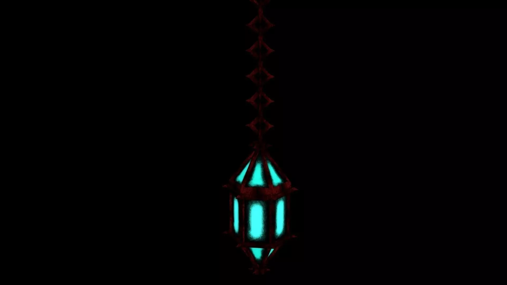 Hanging Iron Lantern Glowing Low-poly 3D model_0