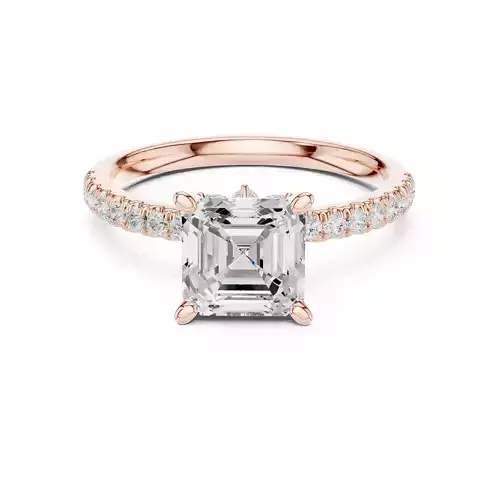 Asscher Diamond With Hidden Marquise Wedding Ring 3DM STL Video