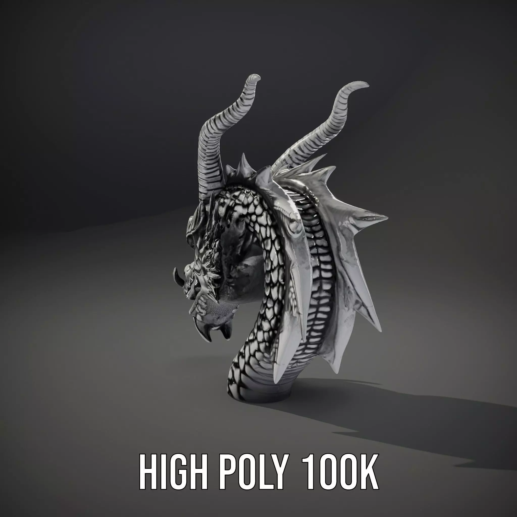 Silver Dragon Head model pack Low-poly 3D model_8