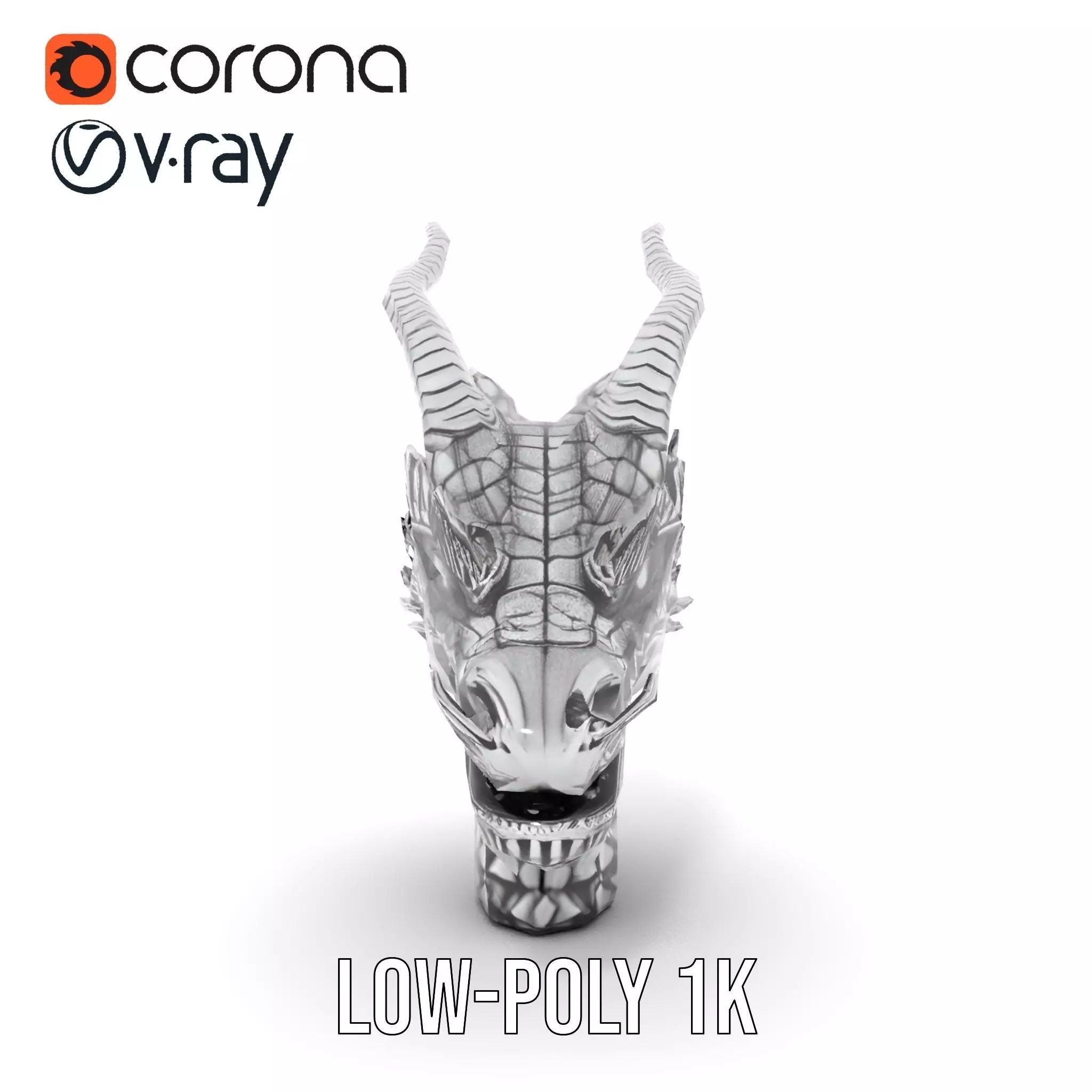 Silver Dragon Head model pack Low-poly 3D model_22