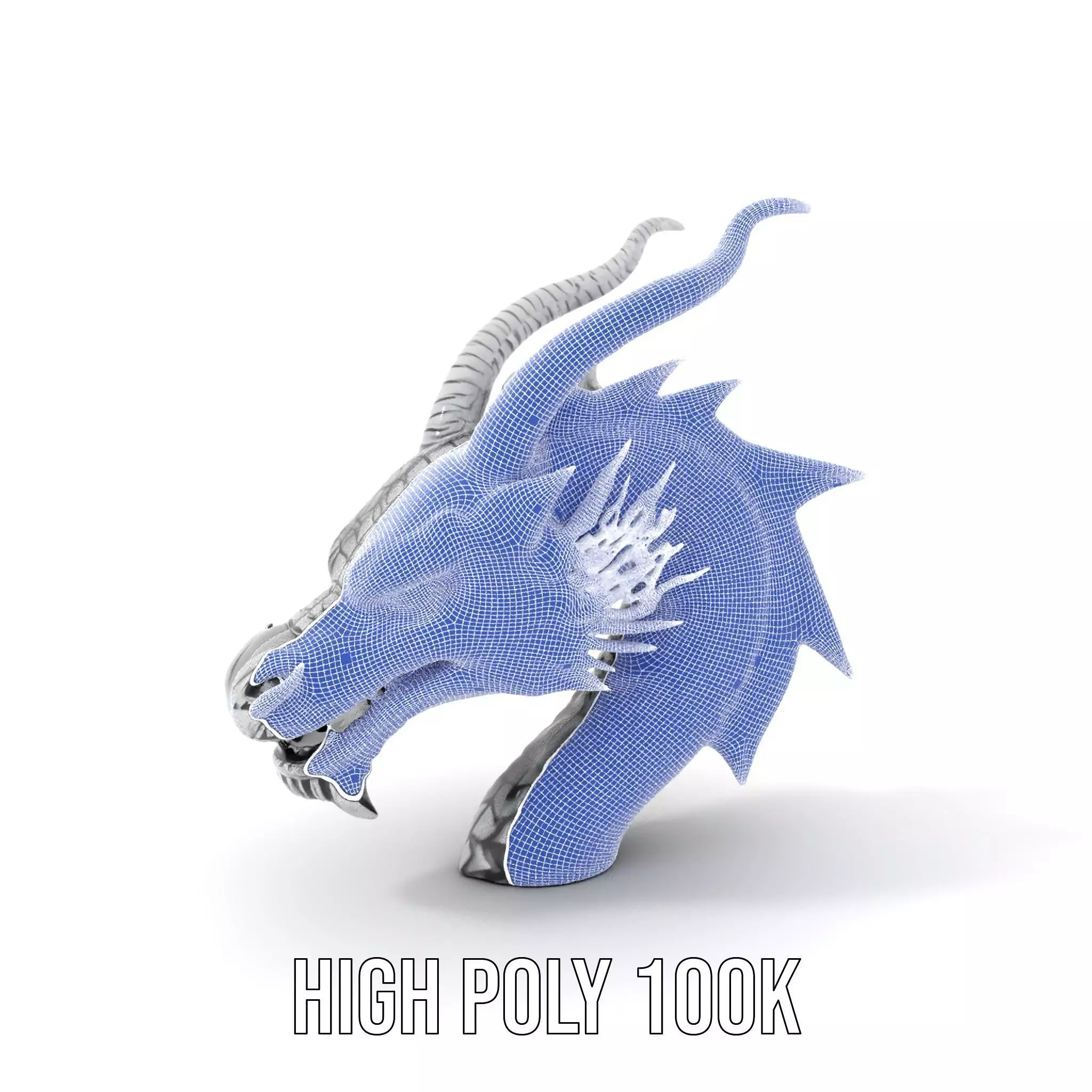 Silver Dragon Head model pack Low-poly 3D model_4