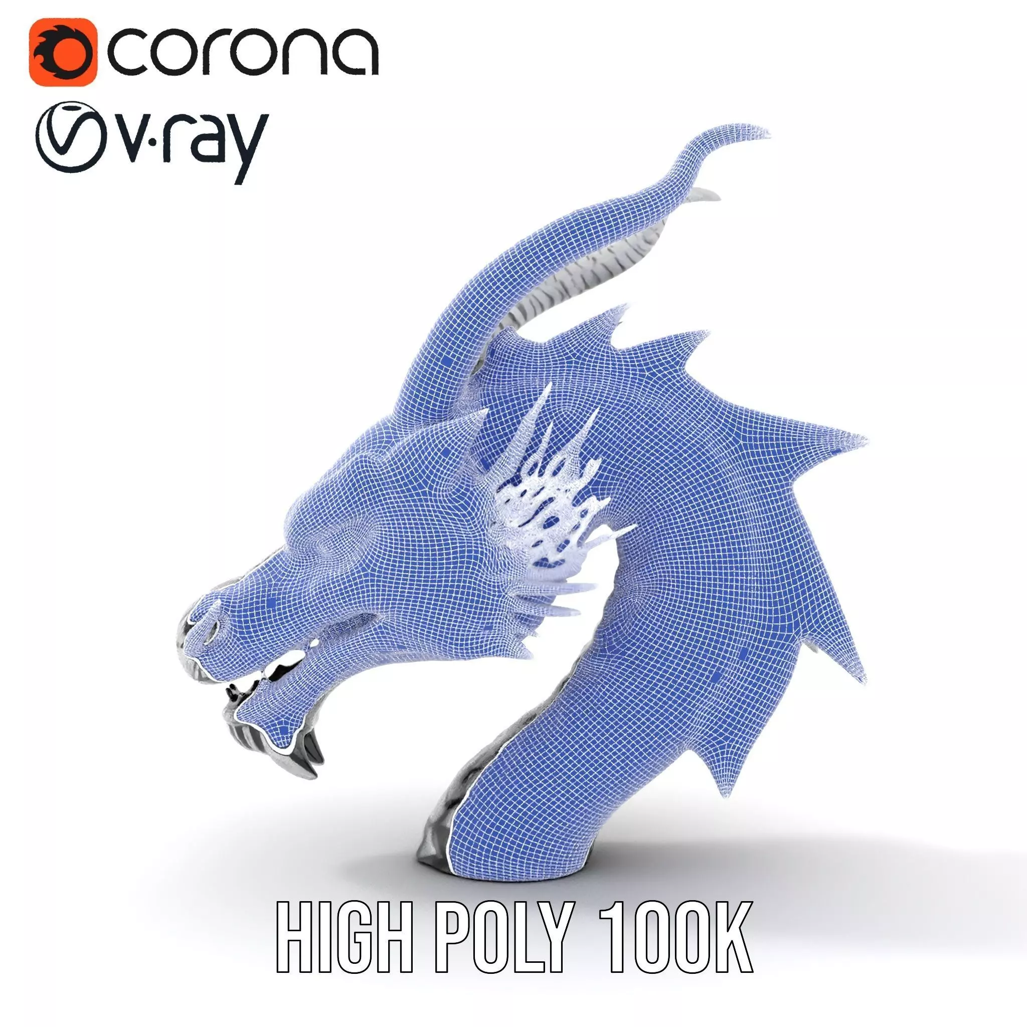 Silver Dragon Head model pack Low-poly 3D model_34