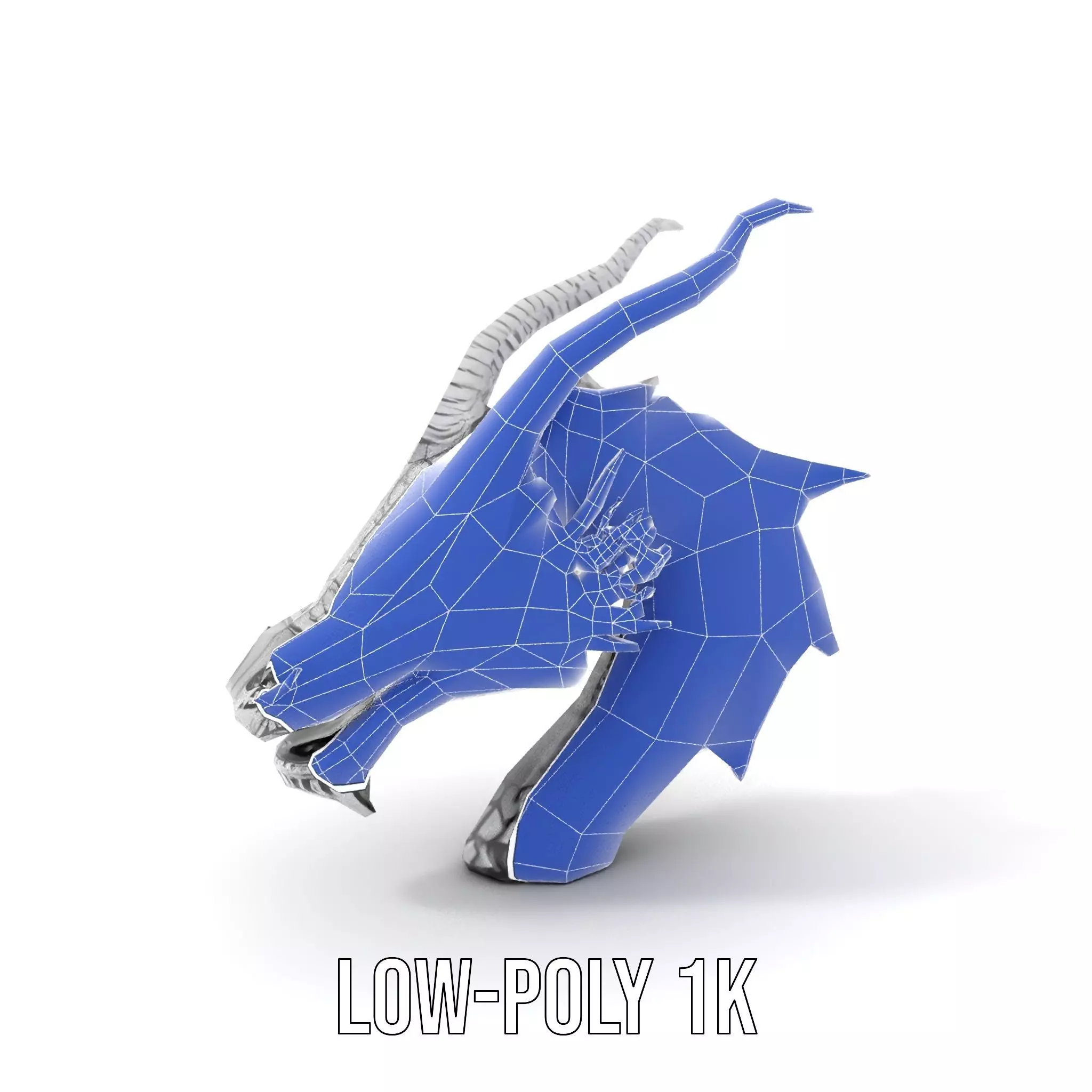 Silver Dragon Head model pack Low-poly 3D model_9