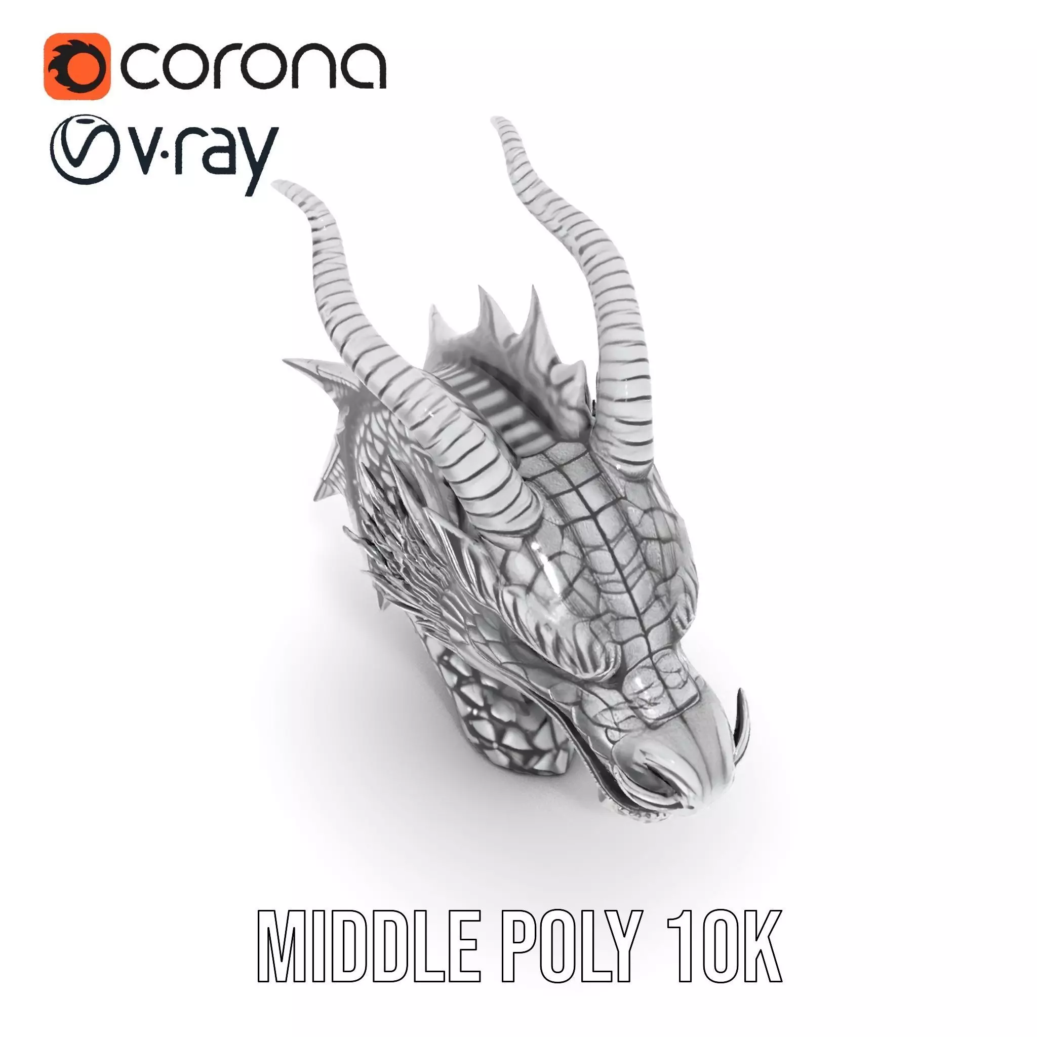 Silver Dragon Head model pack Low-poly 3D model_19