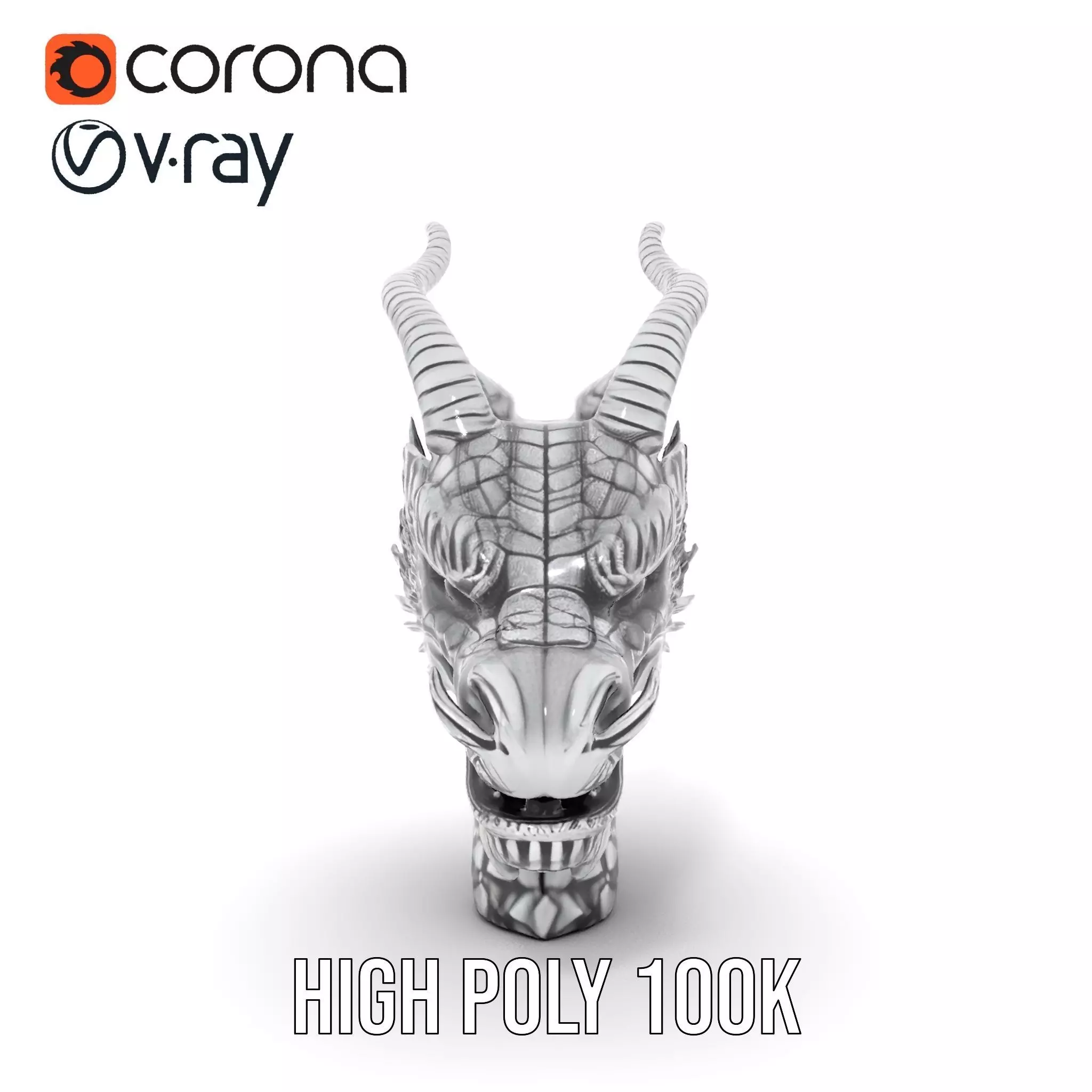 Silver Dragon Head model pack Low-poly 3D model_23