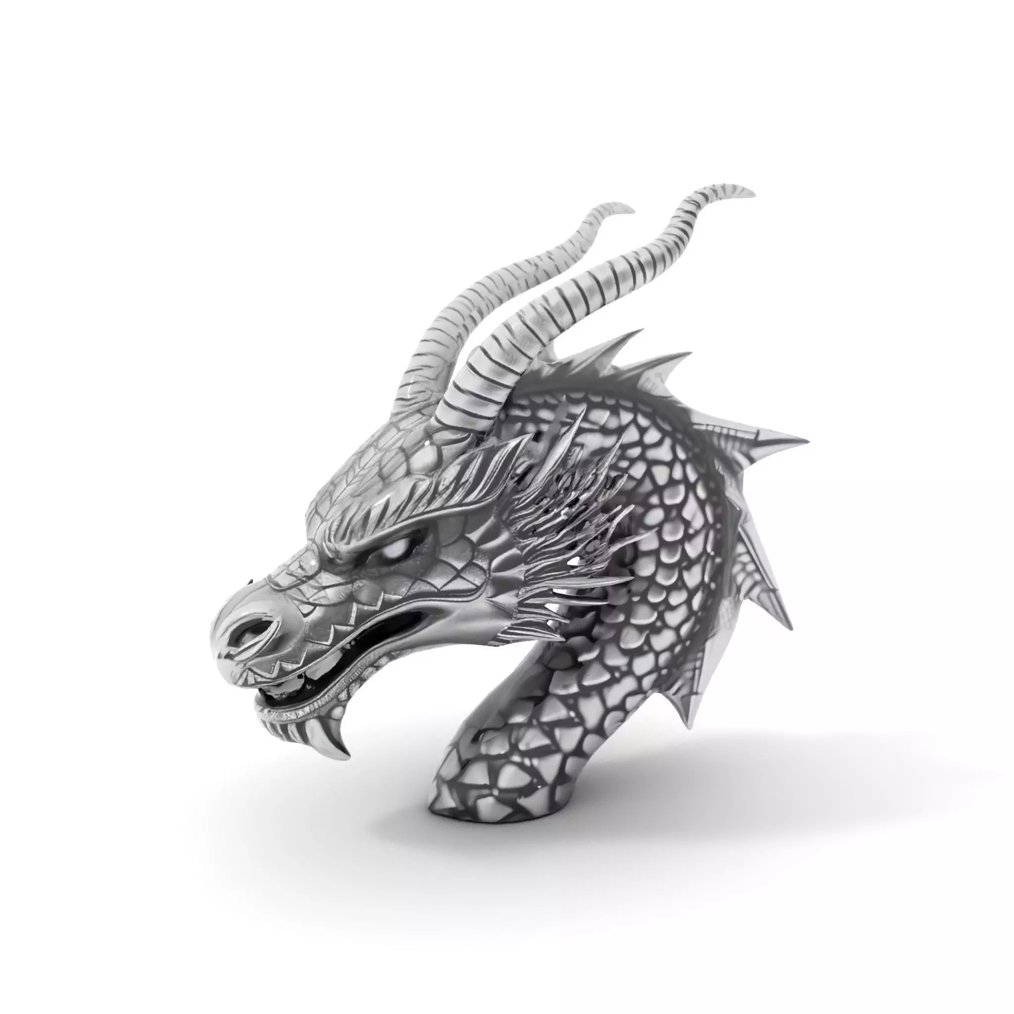 Silver Dragon Head model pack Low-poly 3D model_11