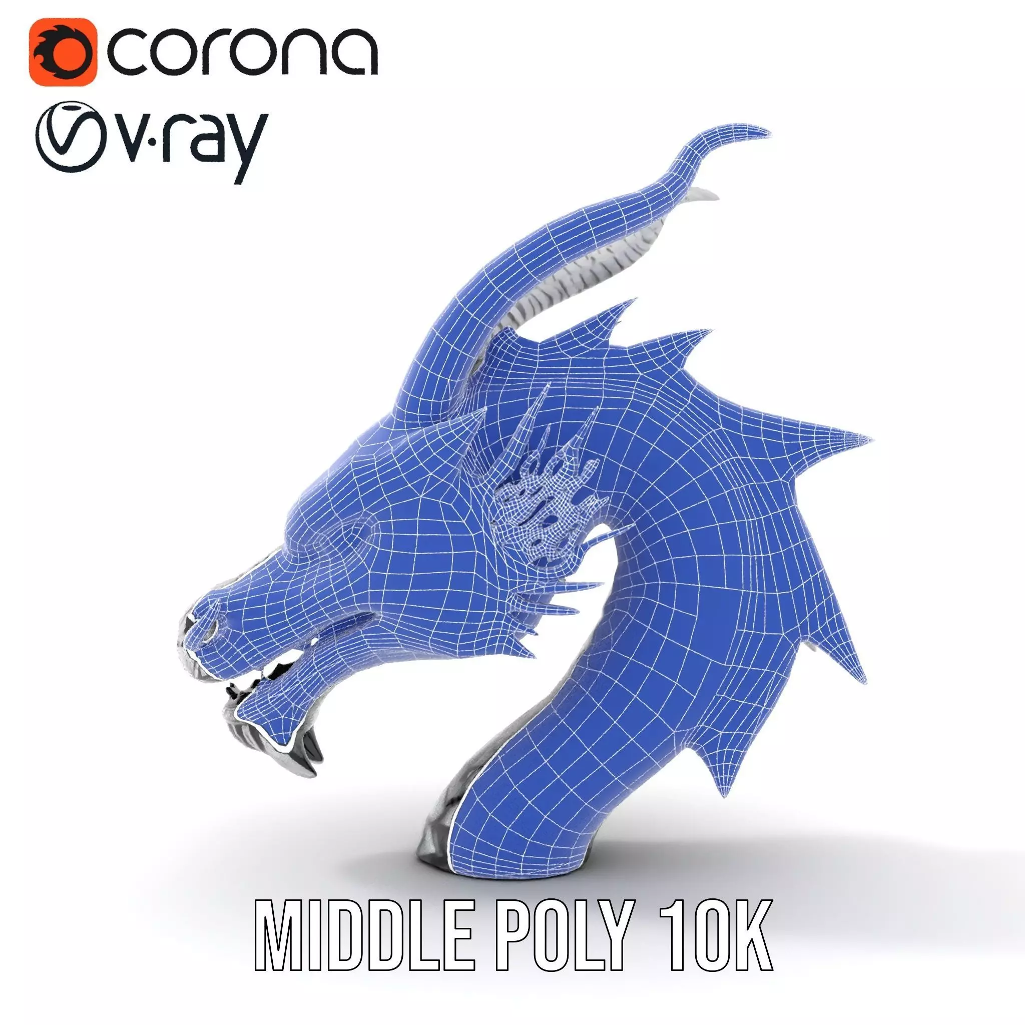Silver Dragon Head model pack Low-poly 3D model_24