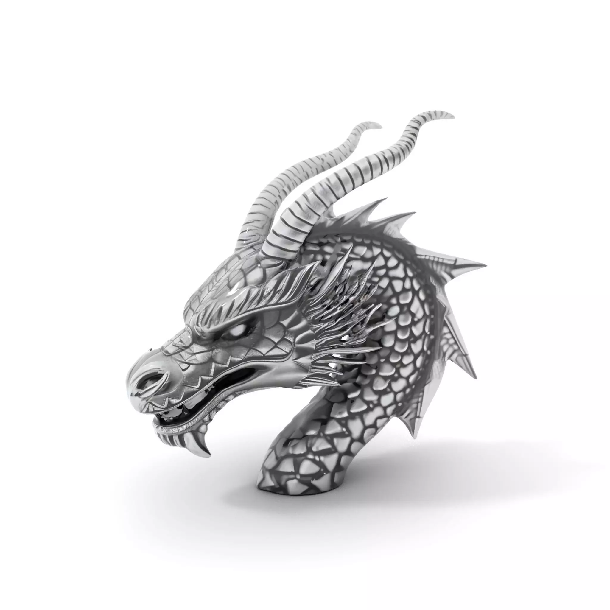 Silver Dragon Head model pack Low-poly 3D model_0