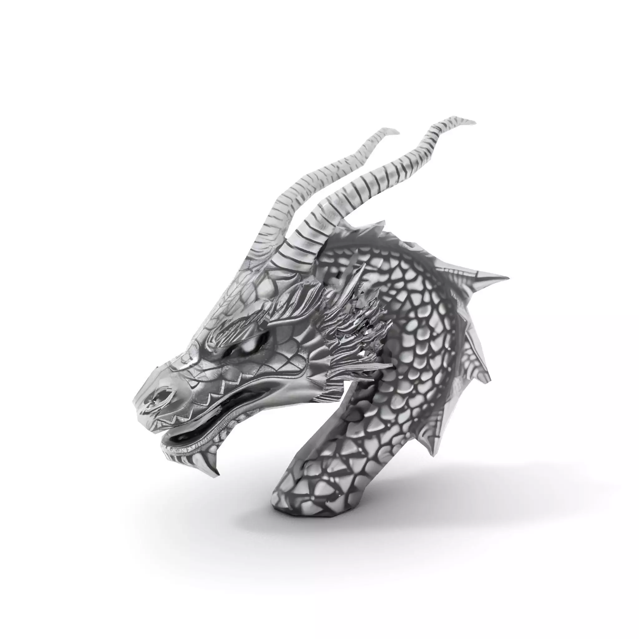 Silver Dragon Head model pack Low-poly 3D model_12