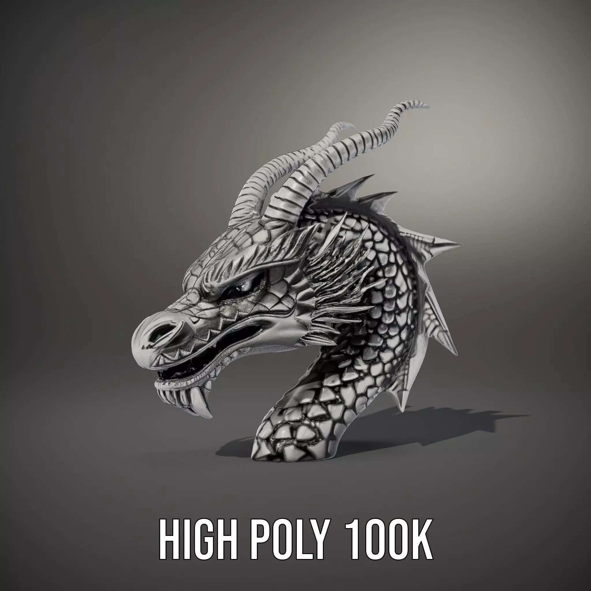 Silver Dragon Head model pack Low-poly 3D model_10