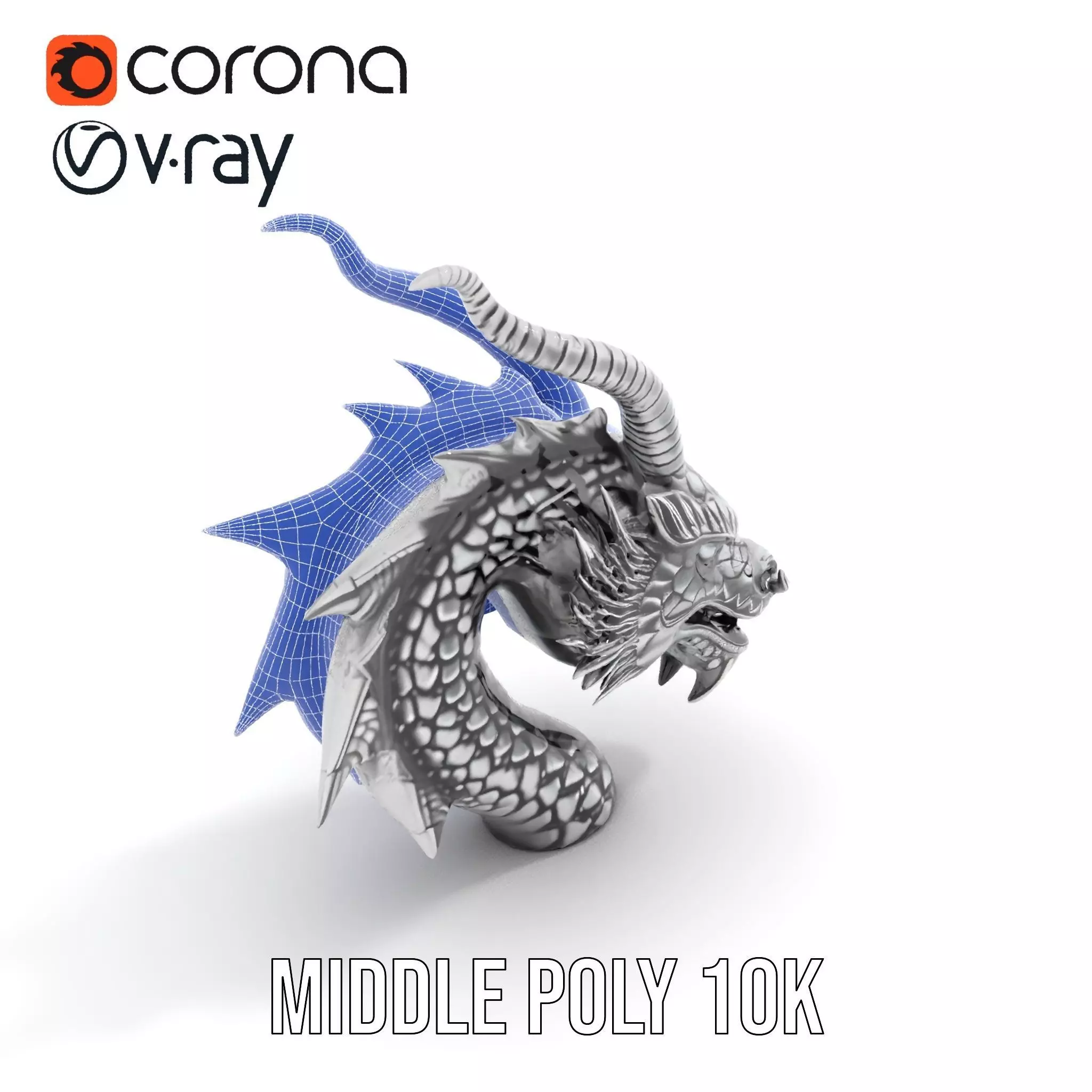 Silver Dragon Head model pack Low-poly 3D model_21