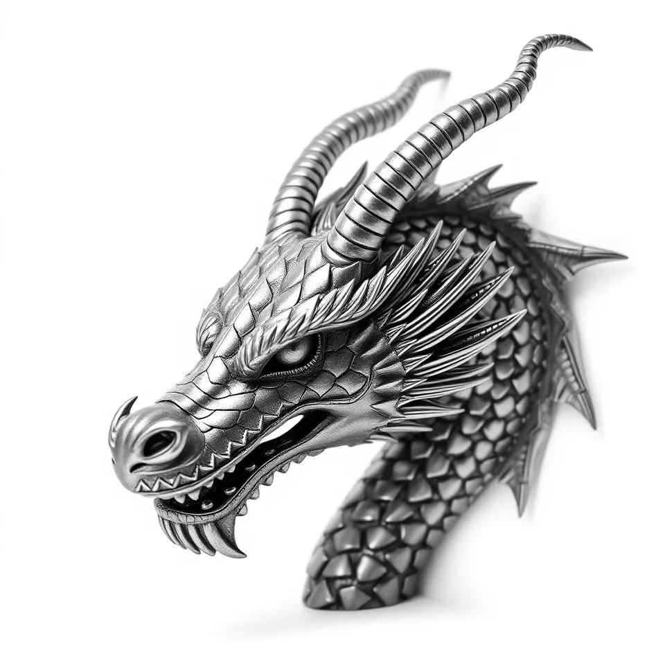 Silver Dragon Head model pack Low-poly 3D model_2