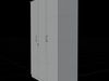 Modern Wenge Wood 3-Door Wardrobe With Mirror  Low-poly 3D model_1
