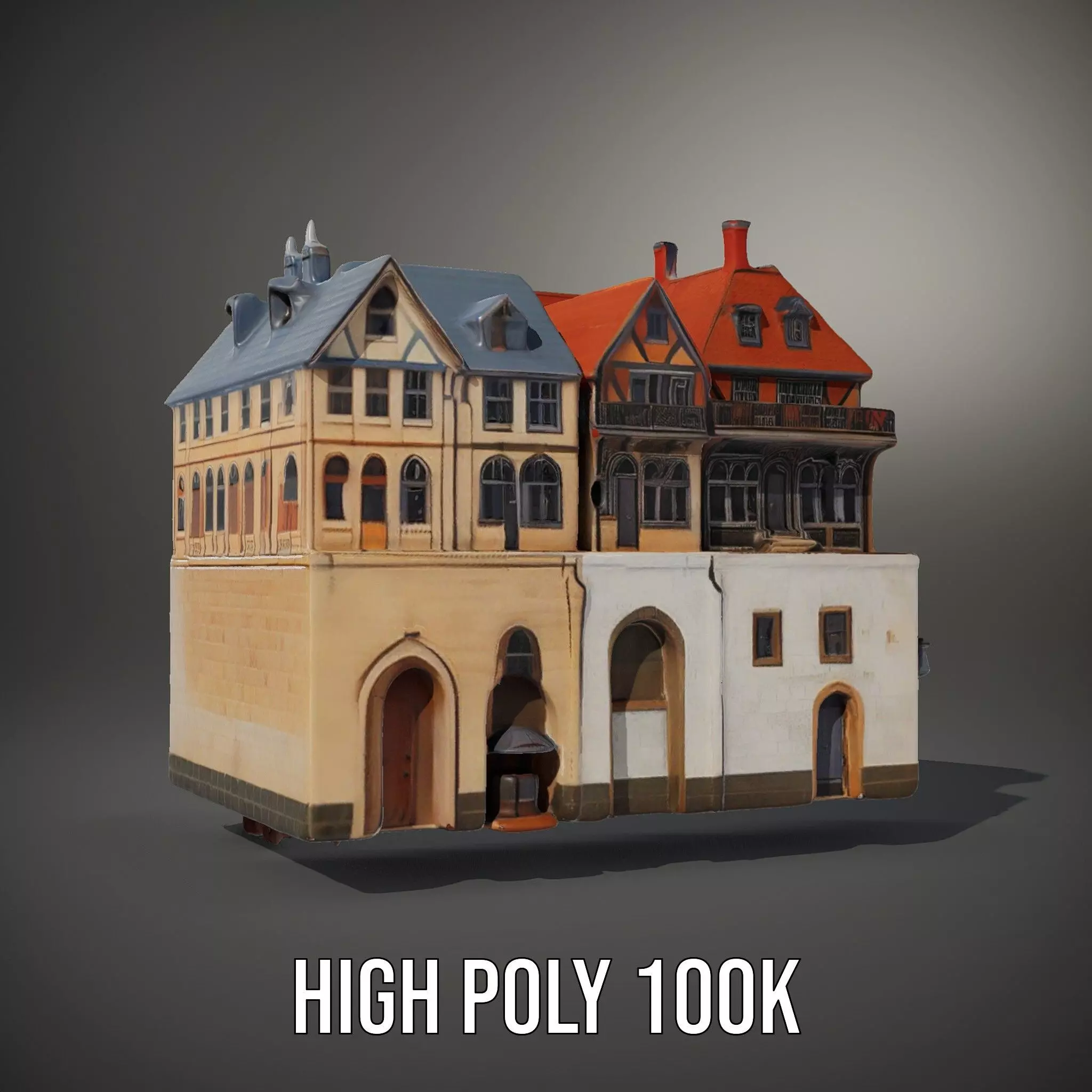 Rustic German Townhouse model pack Low-poly 3D model_8