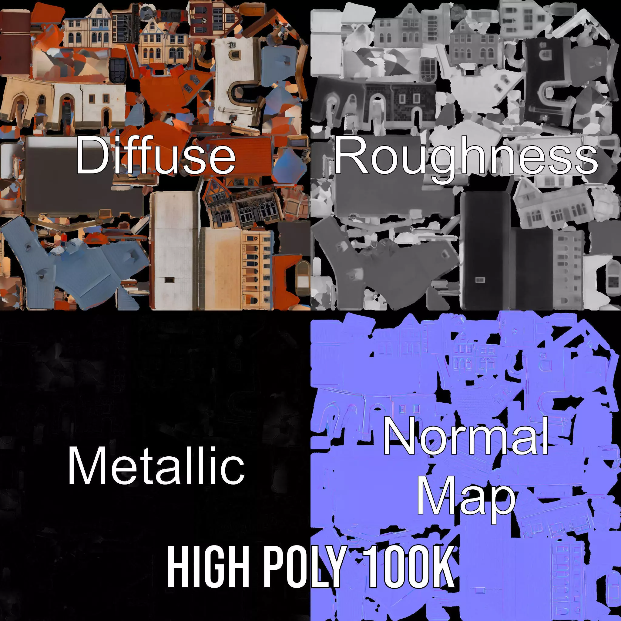 Rustic German Townhouse model pack Low-poly 3D model_3