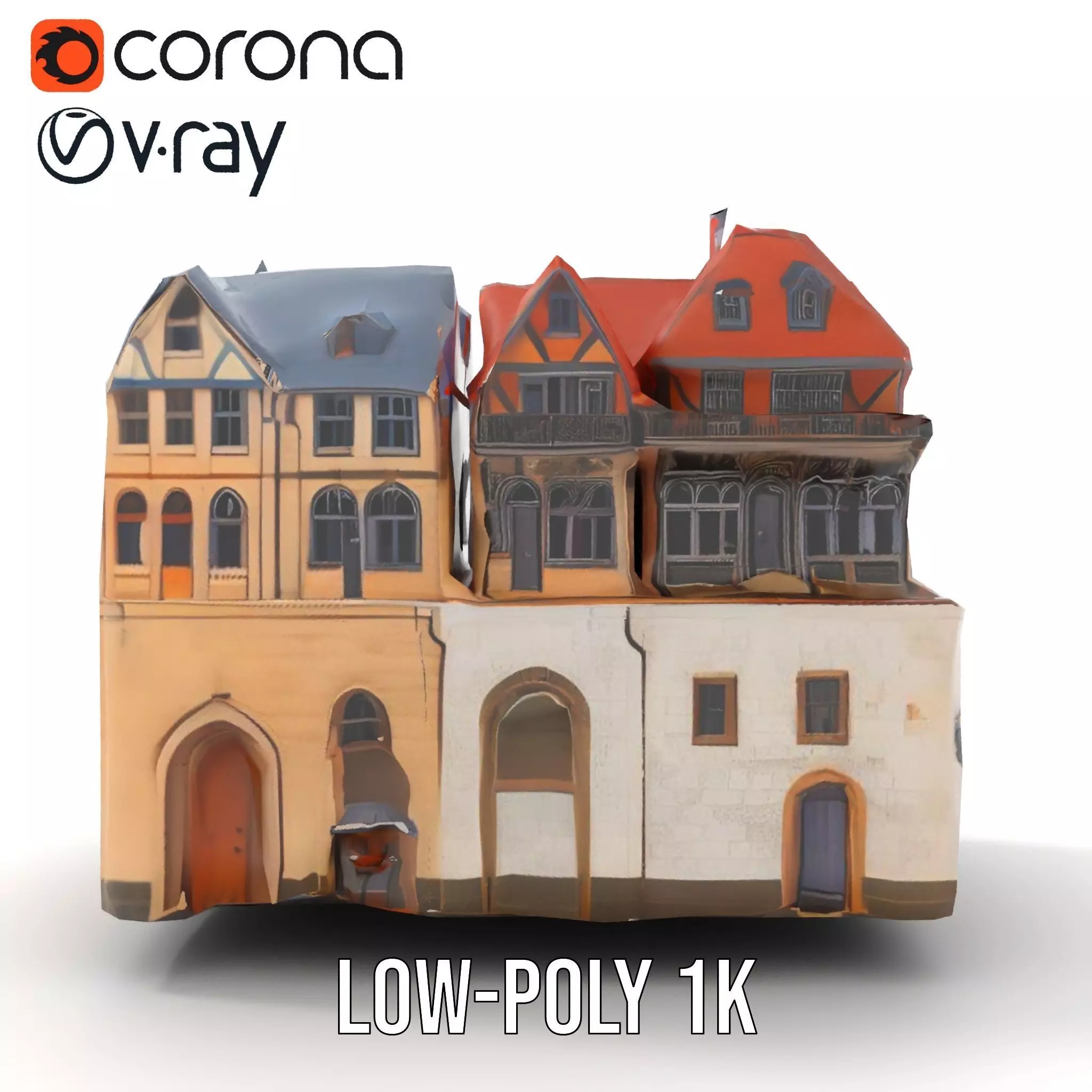 Rustic German Townhouse model pack Low-poly 3D model_16