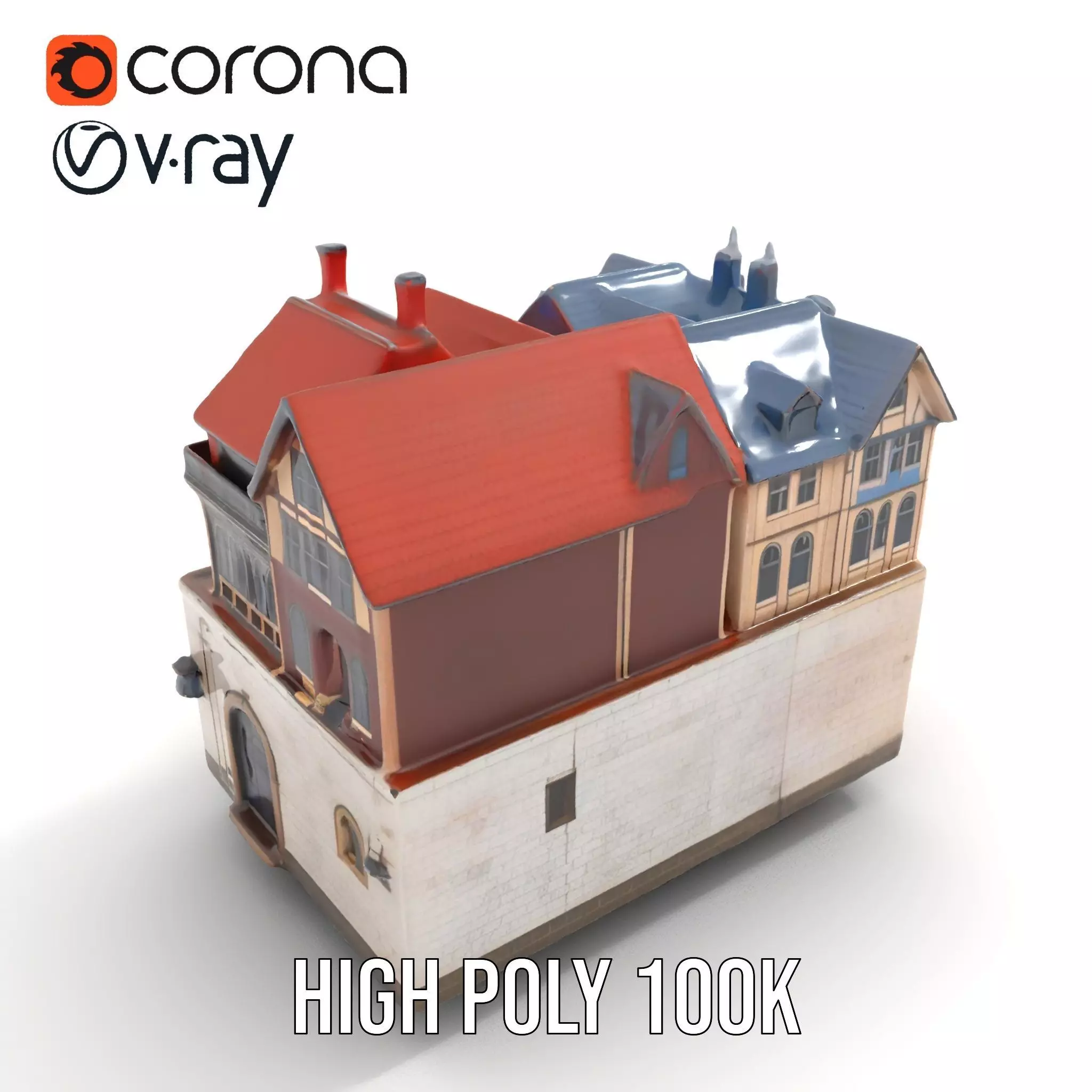 Rustic German Townhouse model pack Low-poly 3D model_20