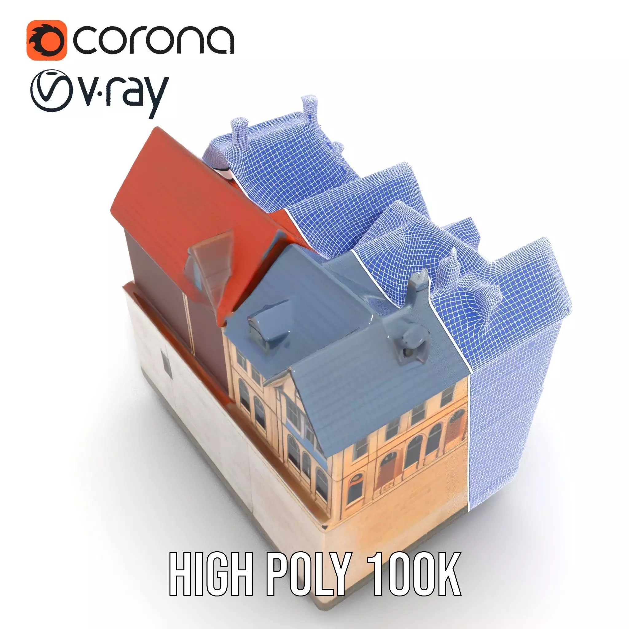 Rustic German Townhouse model pack Low-poly 3D model_34