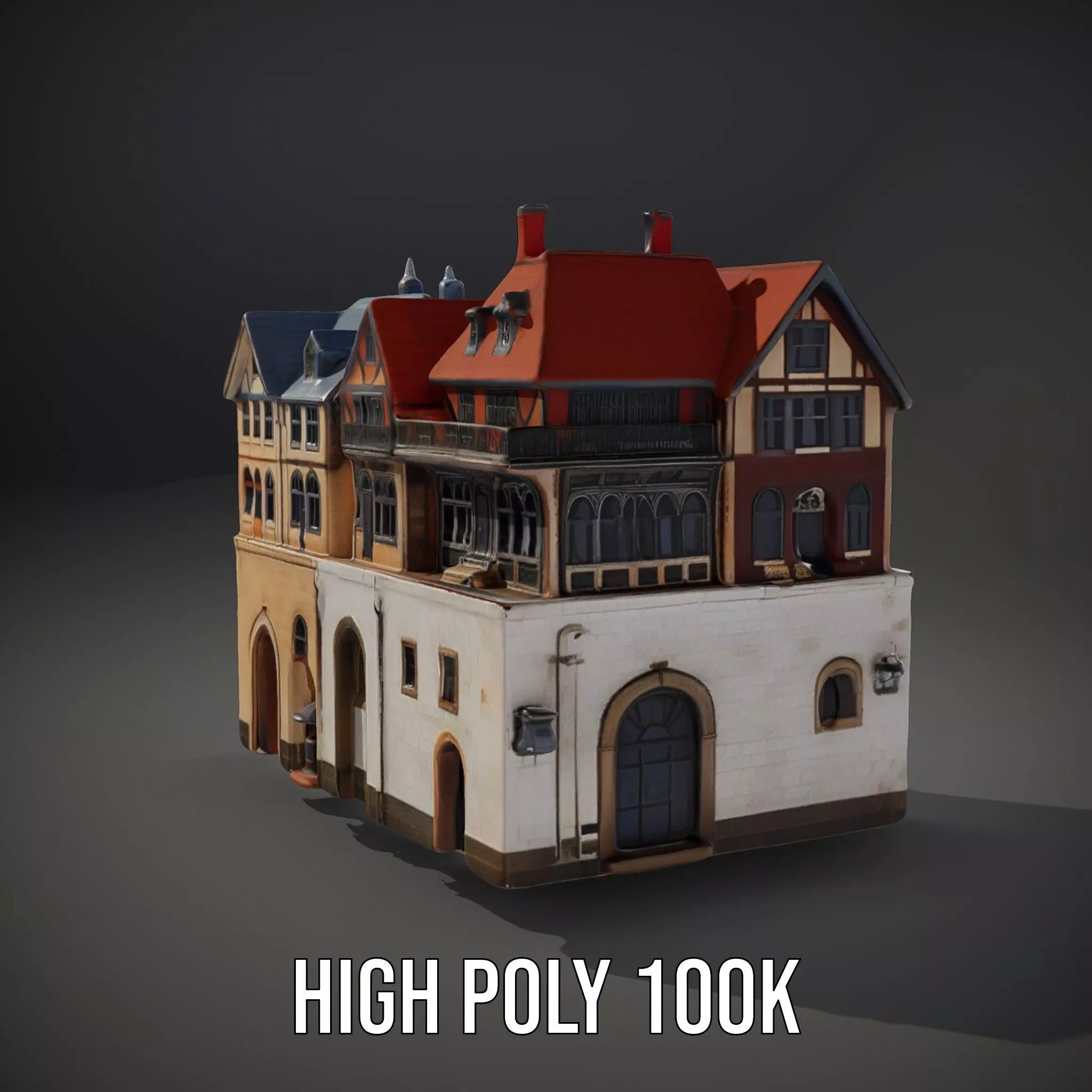 Rustic German Townhouse model pack Low-poly 3D model_10