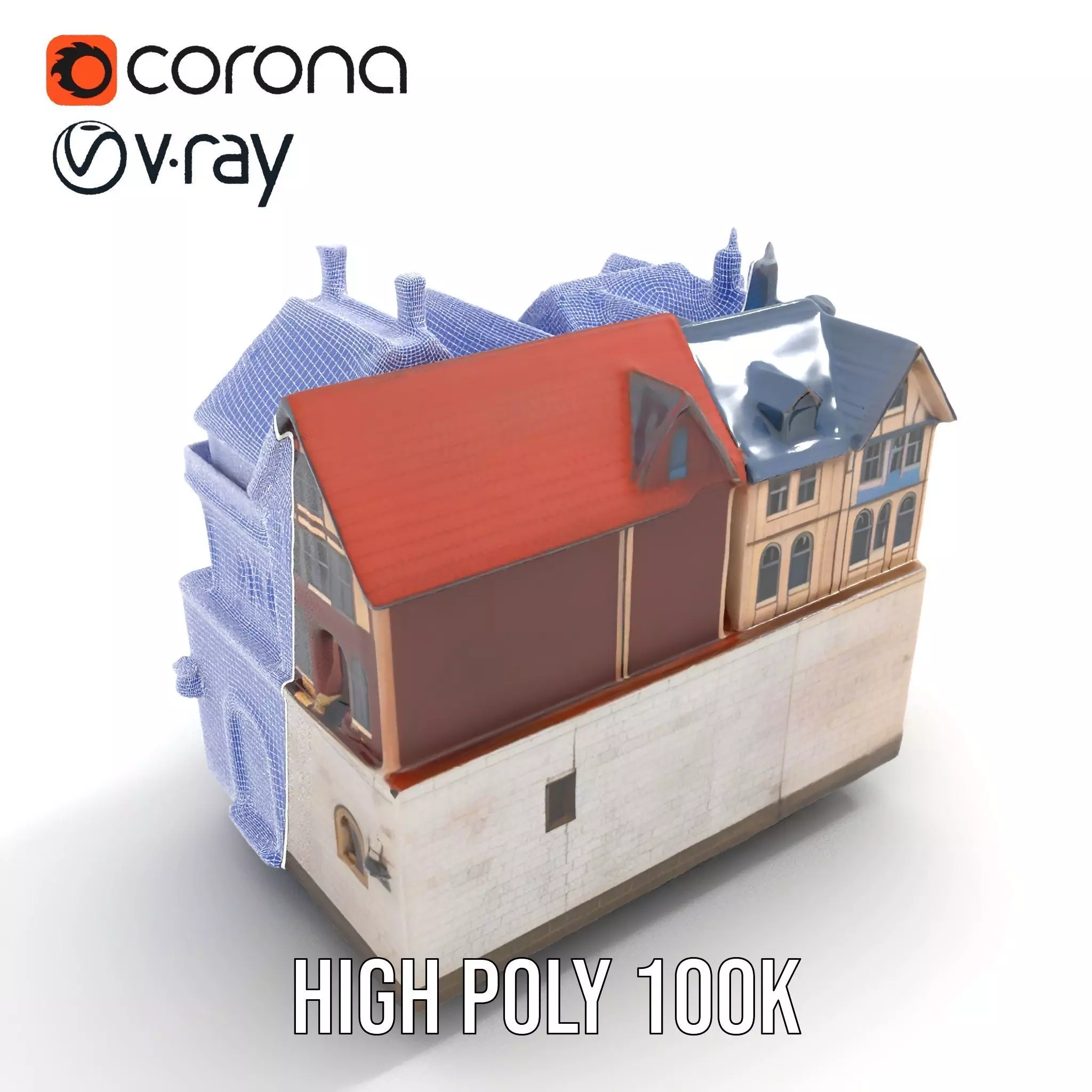 Rustic German Townhouse model pack Low-poly 3D model_32