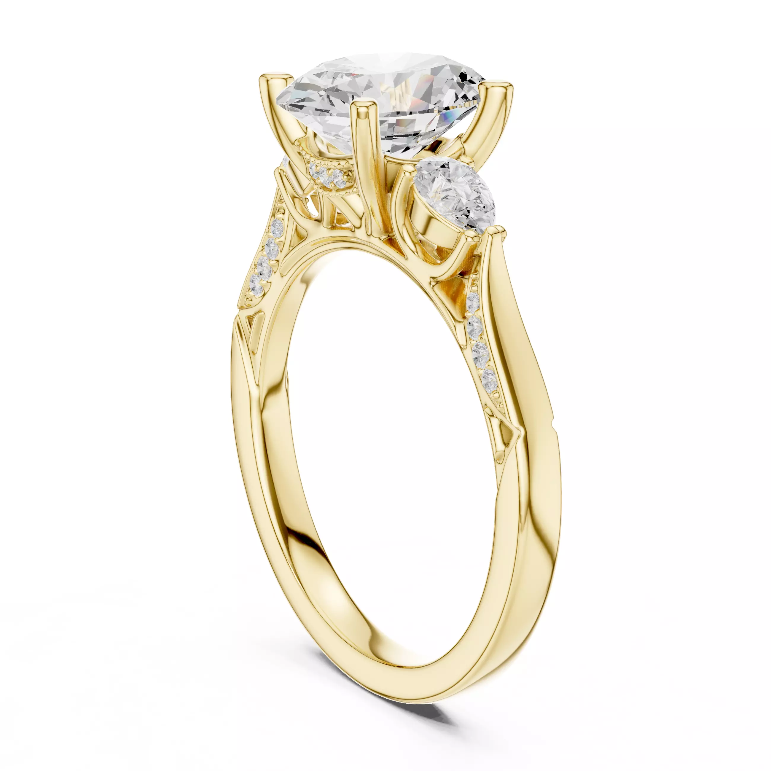 Oval and Pear Cut Diamond Engagement Wedding Ring 3DM STL Video 3D print model_6