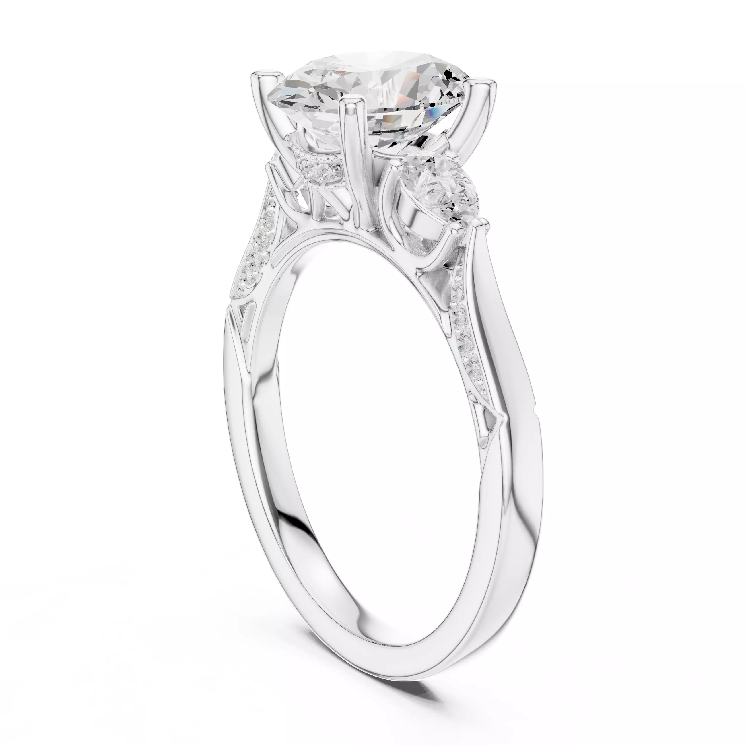 Oval and Pear Cut Diamond Engagement Wedding Ring 3DM STL Video 3D print model_9